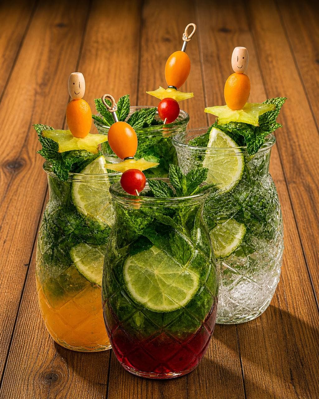 Hausgemachte Limonaden mit Limette und Minze
